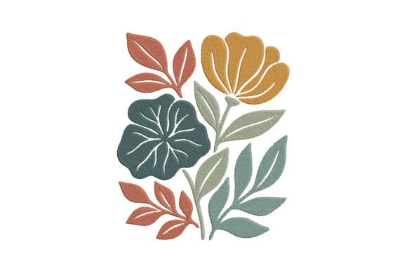 Abstract Floral Embroidery Design