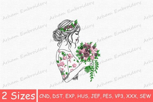 Beautiful Woman with Flower Bouquet