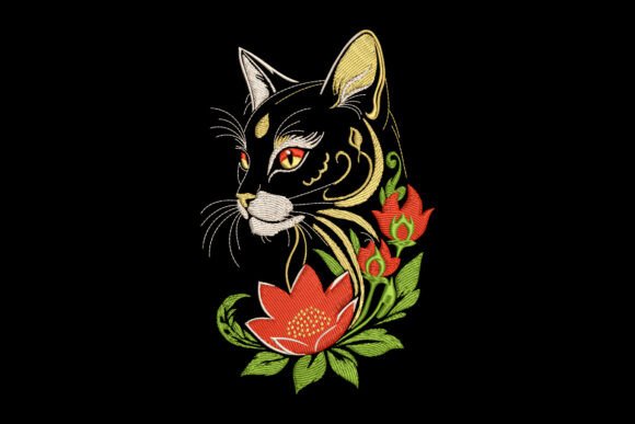 Cat with Red Flowers: A Seasonal Embroidery Review