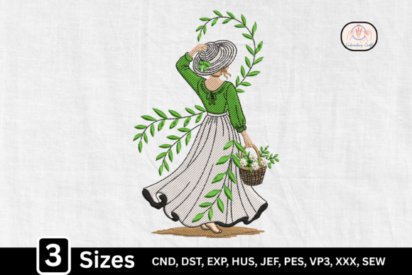 Cottagecore Floral Woman: Elegant Embroidery for Personalized Gifts