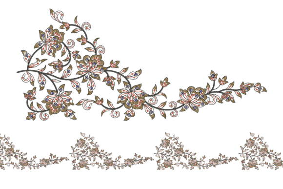 Creative Floral Embroidery Border Design Review