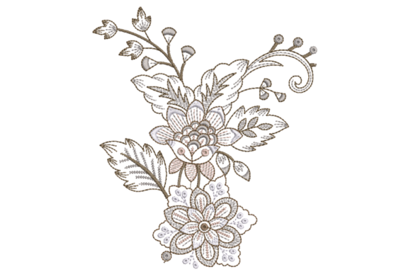 Flowers and Leaves Embroidery Design