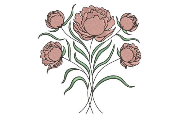 Peony Flowers Embroidery Design
