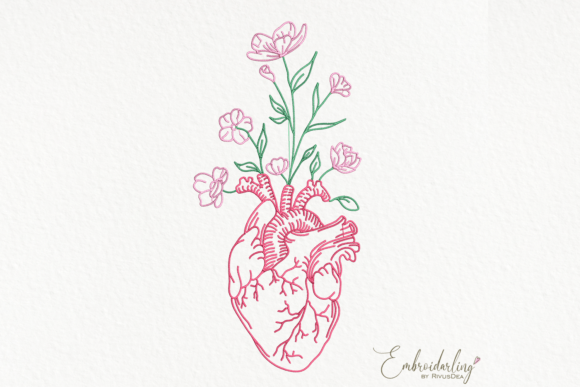 Realistic Human Heart with Flowers: A Stitch Test Review
