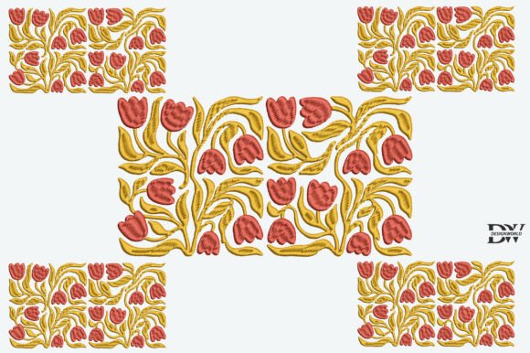 Red Tulips Flowers Embroidery Design