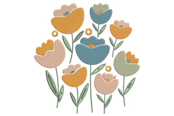 Retro Floral Embroidery Design