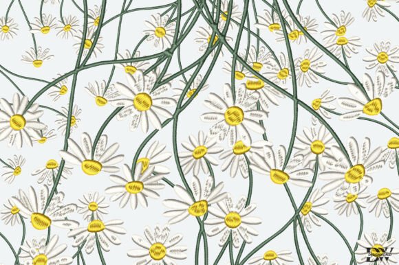 White Daisies Embroidery Design